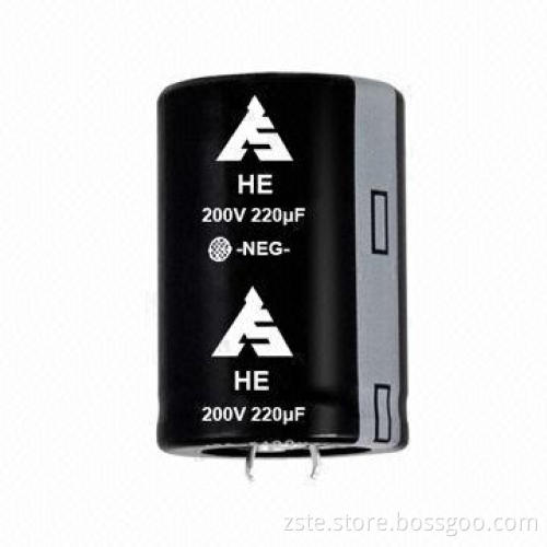 New Product Snap-in Aluminum Electrolytic Capacitor with High Ripple, 200V, 220uf, 3000h